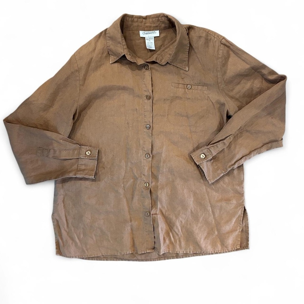 Linen Tan Button-Up Shirt